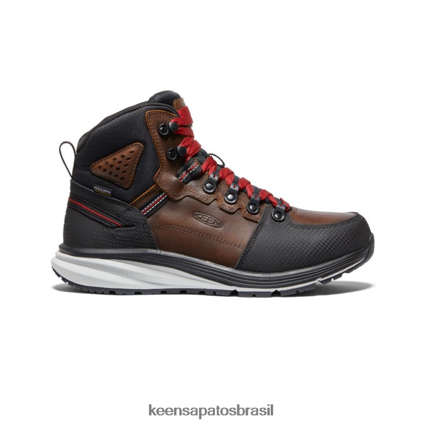 KEEN calçados J8VDXX136 tabaco/preto bota impermeável com gancho vermelho (dedo macio) homens - Image 1