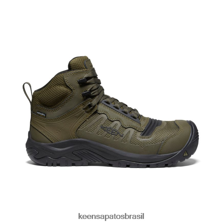 KEEN calçados J8VDXX20 azeitona escura/preta reno mid kbf à prova d'água (biqueira de fibra de carbono) homens - Image 1