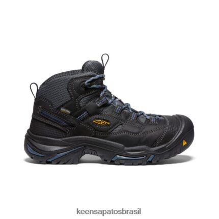 KEEN calçados J8VDXX367 corvo/azul propriedade Braddock impermeável médio (dedo macio) homens