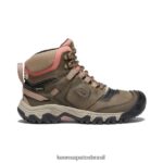 KEEN calçados J8VDXX573 lobo de madeira/pó de tijolo bota impermeável ridge flex mulheres