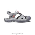 KEEN calçados J8VDXX651 cinza aço/coral sandália ravina h2 mulheres