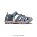 KEEN calçados J8VDXX790 pedra de sílex/onda oceânica seacamp ii cnx Crianças grandes