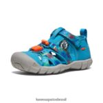 KEEN calçados J8VDXX858 urso esfumaçado/azul fiorde seacamp ii cnx x urso esfumaçado criancinhas - Image 3