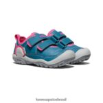 KEEN calçados J8VDXX942 coral azul/pavão rosa tênis de alça dupla oco Knotch criancinhas - Image 2
