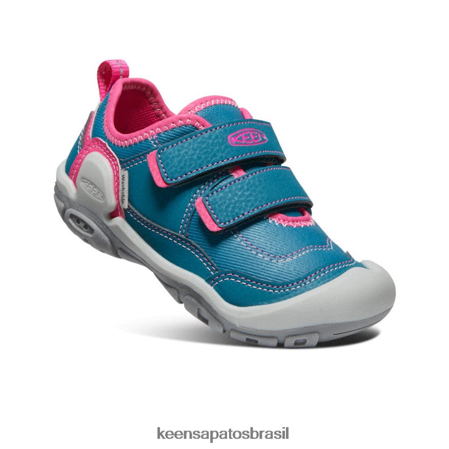 KEEN calçados J8VDXX942 coral azul/pavão rosa tênis de alça dupla oco Knotch criancinhas - Image 3
