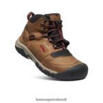 KEEN calçados J8VDXX946 bisonte/tapete vermelho bota impermeável ridge flex Crianças grandes - Image 3