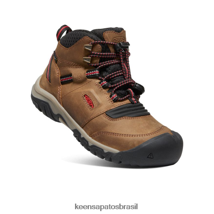 KEEN calçados J8VDXX946 bisonte/tapete vermelho bota impermeável ridge flex Crianças grandes - Image 3