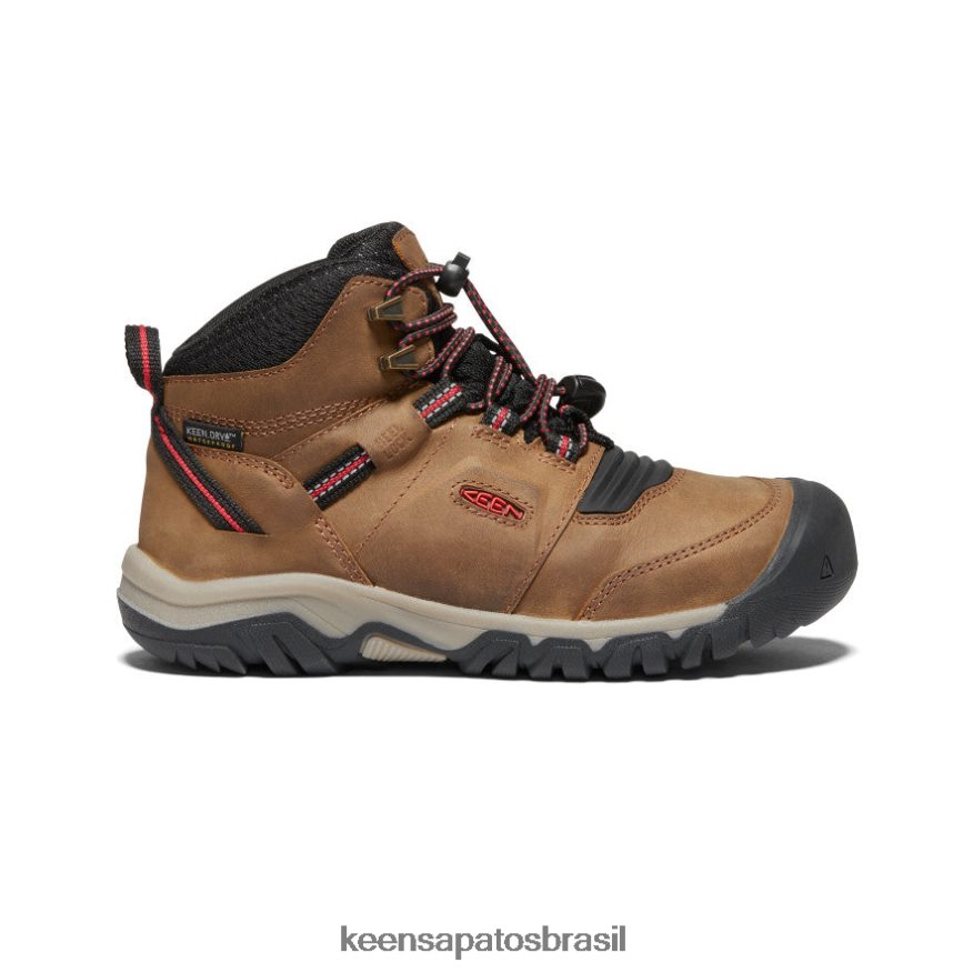 KEEN calçados J8VDXX946 bisonte/tapete vermelho bota impermeável ridge flex Crianças grandes - Image 1