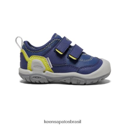 KEEN calçados J8VDXX958 profundidades azuis/prímula tênis de alça dupla oco Knotch crianças