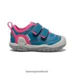 KEEN calçados J8VDXX959 coral azul/pavão rosa tênis de alça dupla oco Knotch crianças
