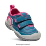 KEEN calçados J8VDXX959 coral azul/pavão rosa tênis de alça dupla oco Knotch crianças - Image 3